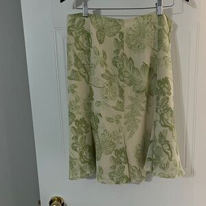 Ricki's Cream A-Line Skirt with Light Green Botanical Print
